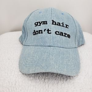 Steve Madden “Gym Hair Don’t Care”Denim Adjustsble Baseball Hat